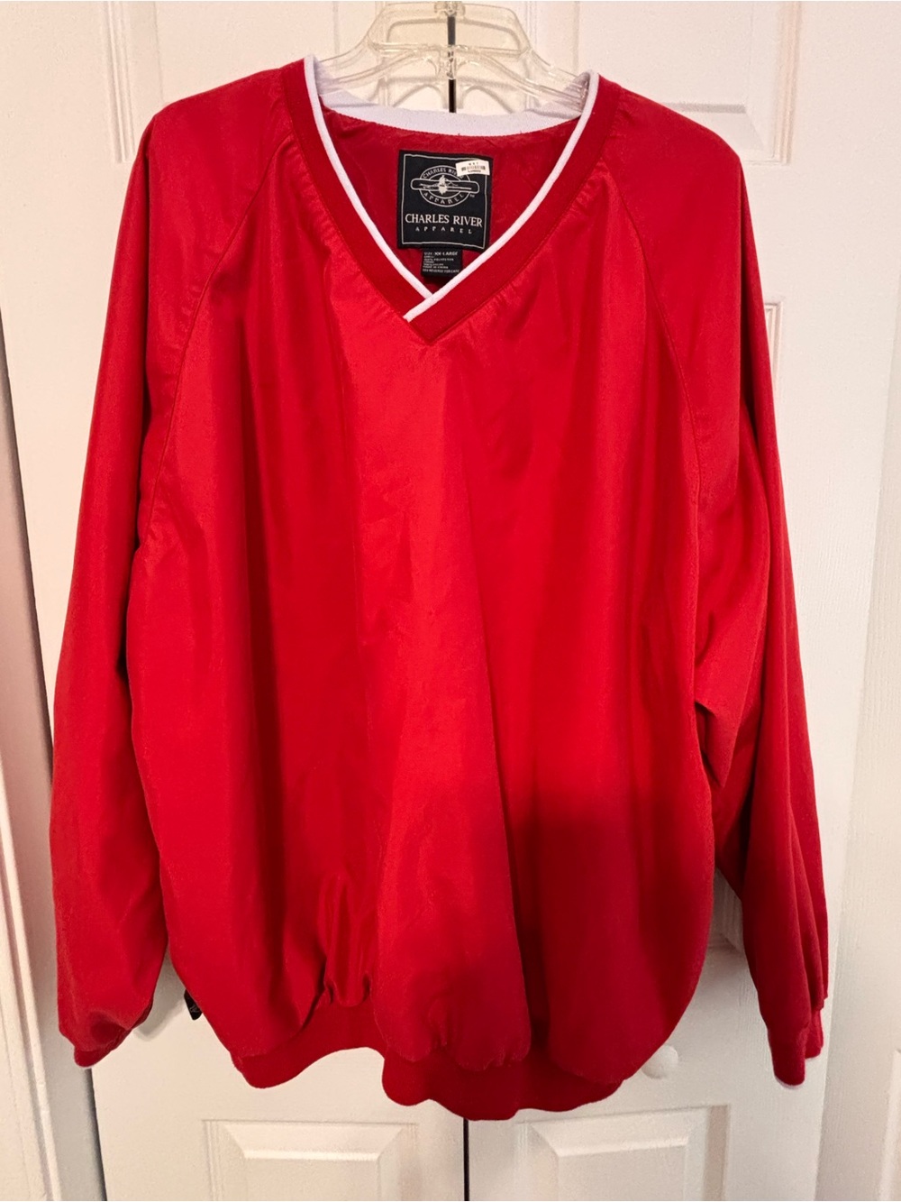 Charles River Legend Windshirt Pullover Red V Neck Windbreaker XXL Pockets